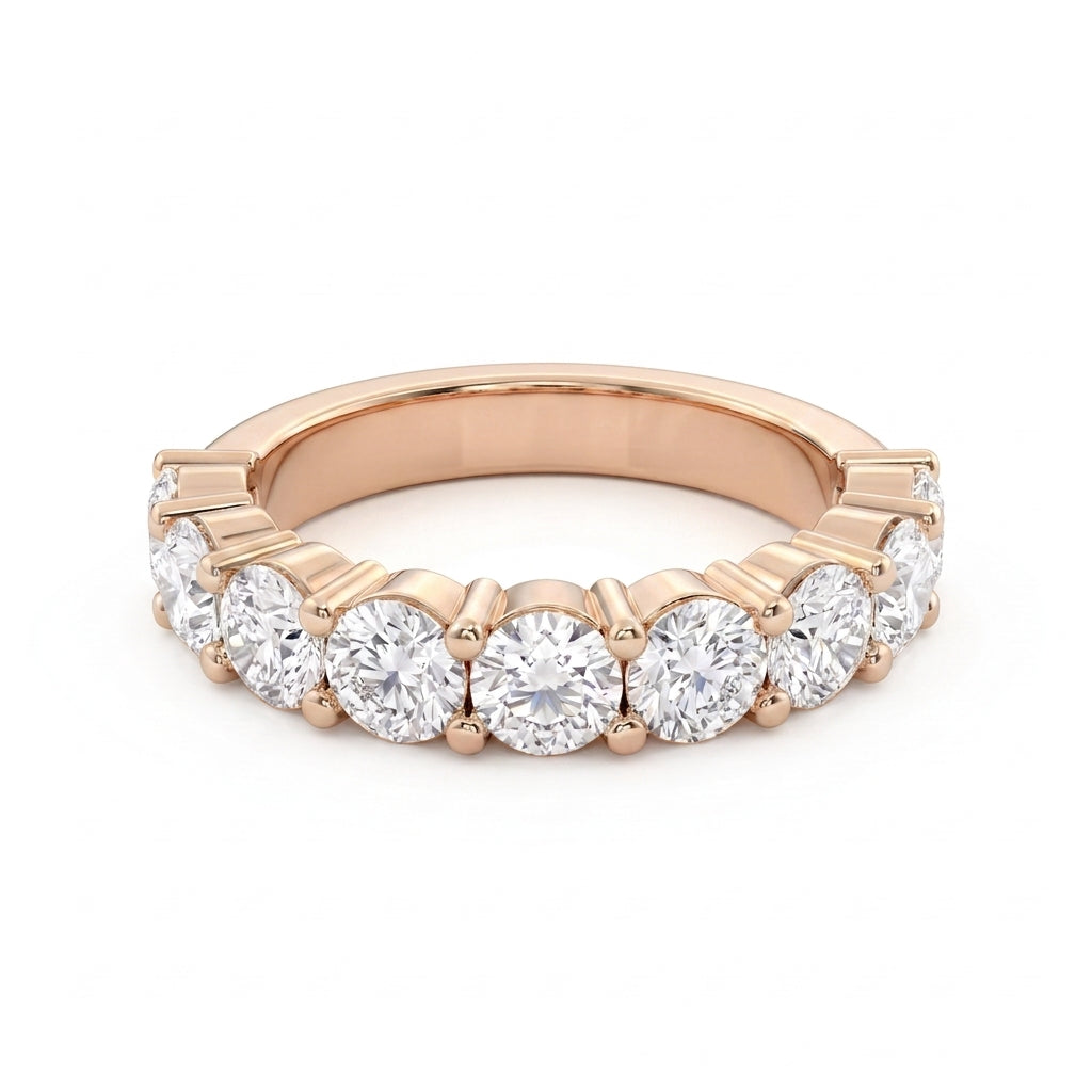 9 Stone Round Diamond Wedding Band