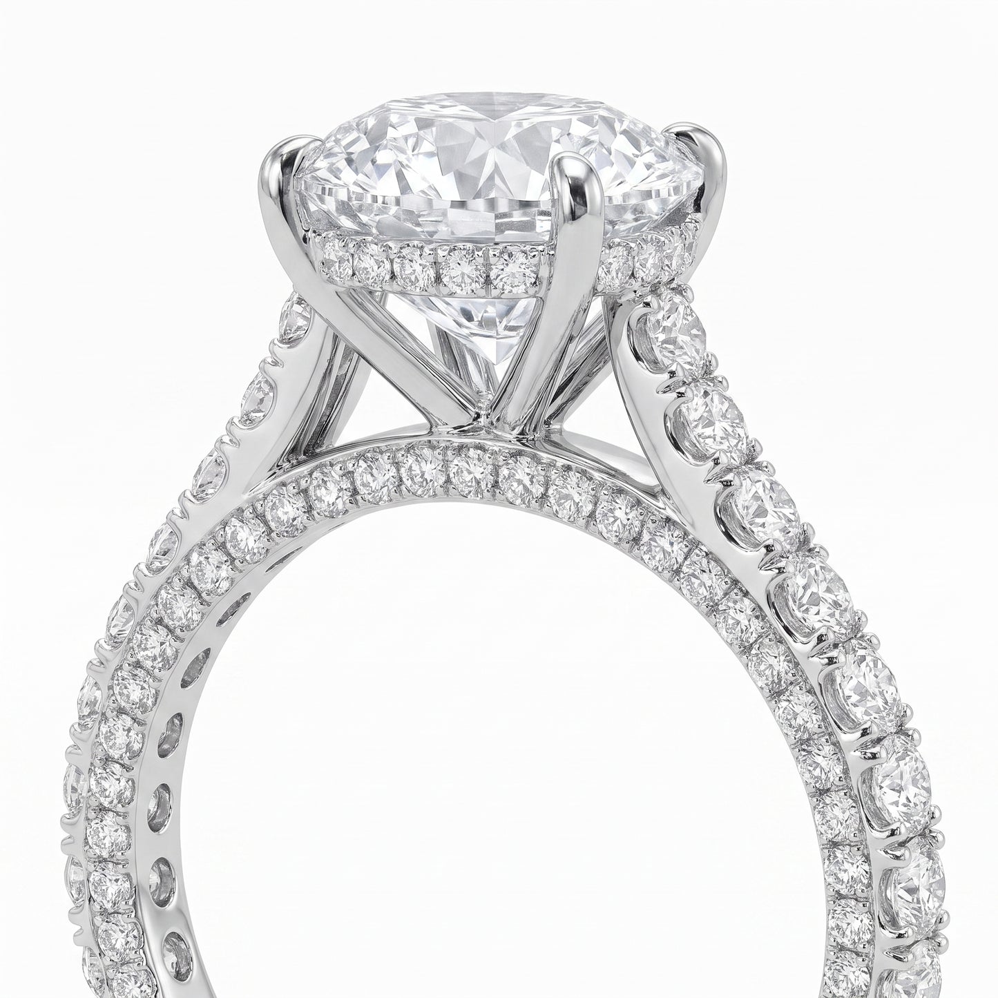 Double Pavé Hidden Halo Diamond Engagement Ring