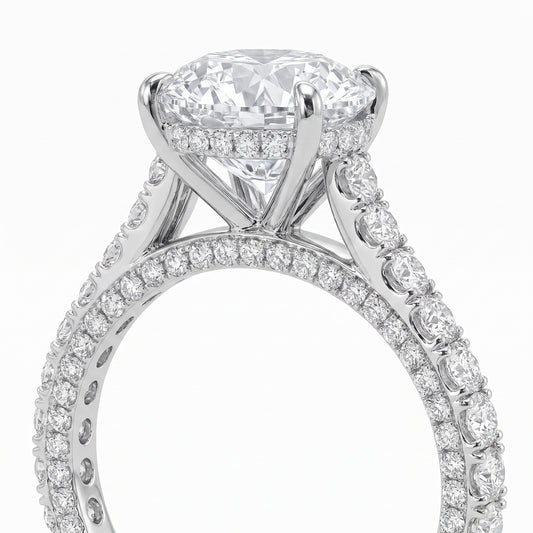 Double Pavé Hidden Halo Diamond Engagement Ring