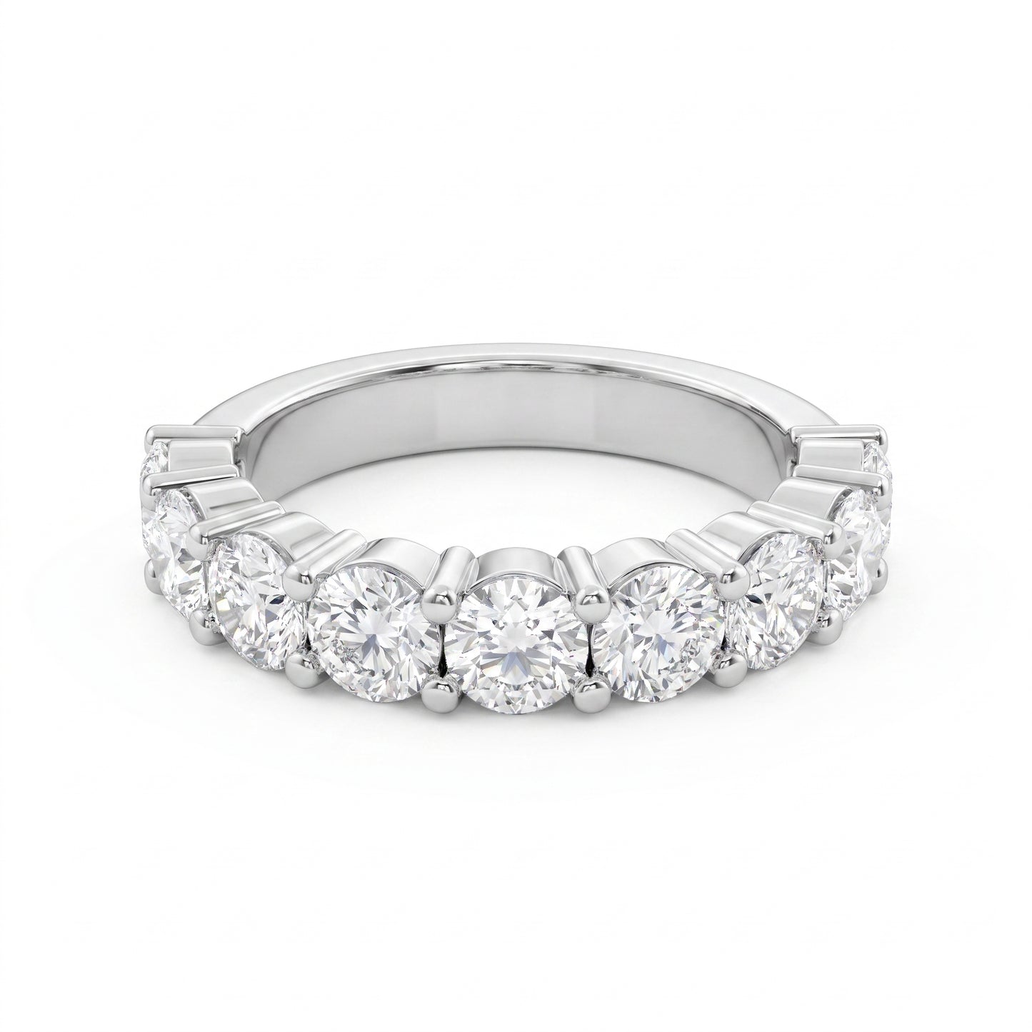 9 Stone Round Diamond Wedding Band