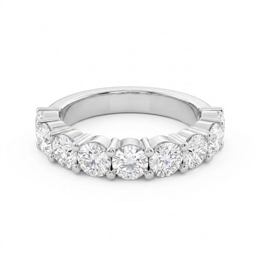 9 Stone Round Diamond Wedding Band
