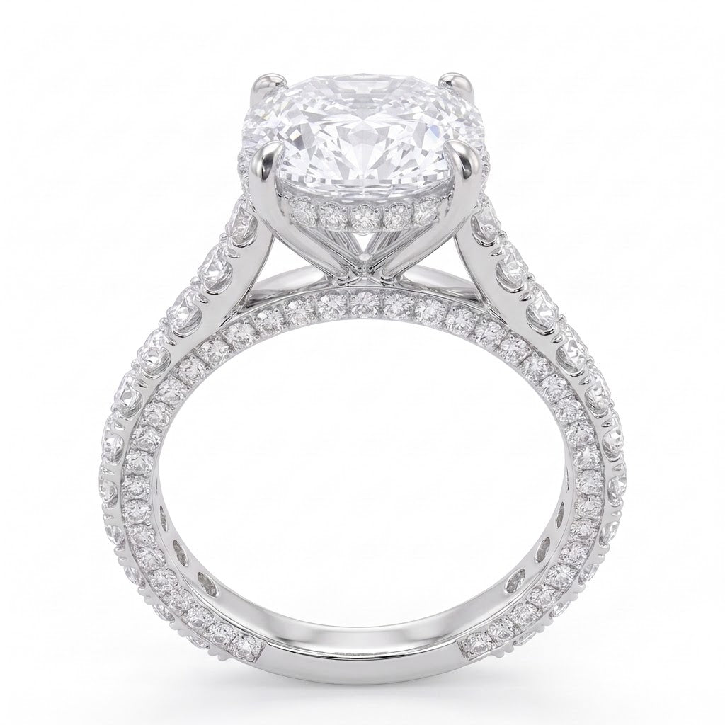Double Pavé Hidden Halo Diamond Engagement Ring