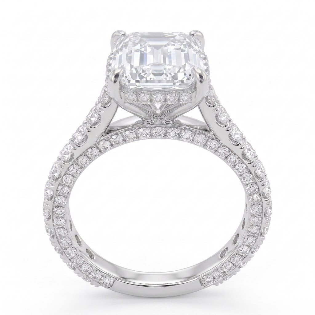 Double Pavé Hidden Halo Diamond Engagement Ring