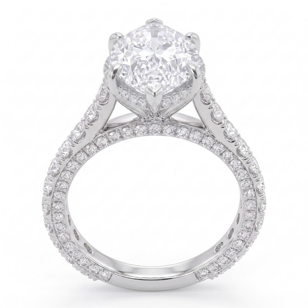 Double Pavé Hidden Halo Diamond Engagement Ring