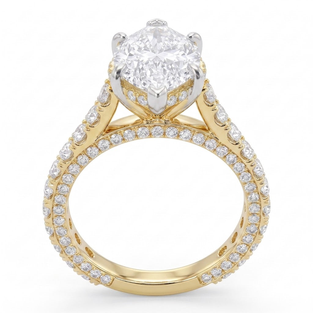 Double Pavé Hidden Halo Diamond Engagement Ring