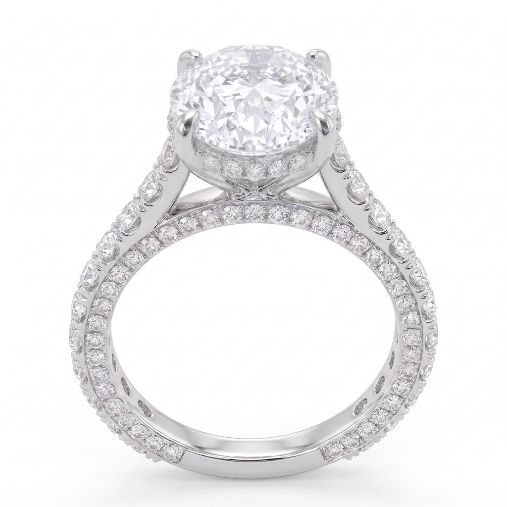Double Pavé Hidden Halo Diamond Engagement Ring