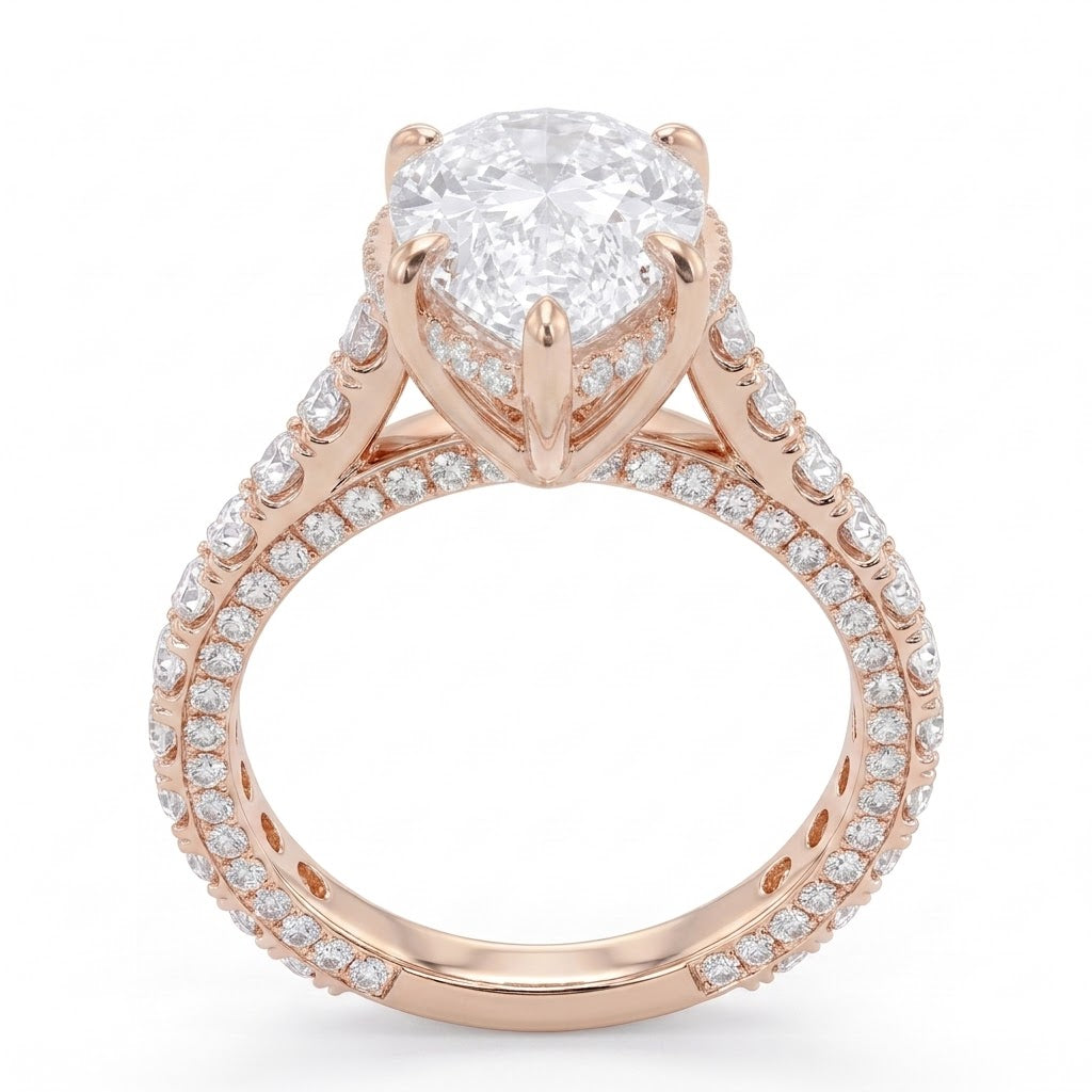 Double Pavé Hidden Halo Diamond Engagement Ring