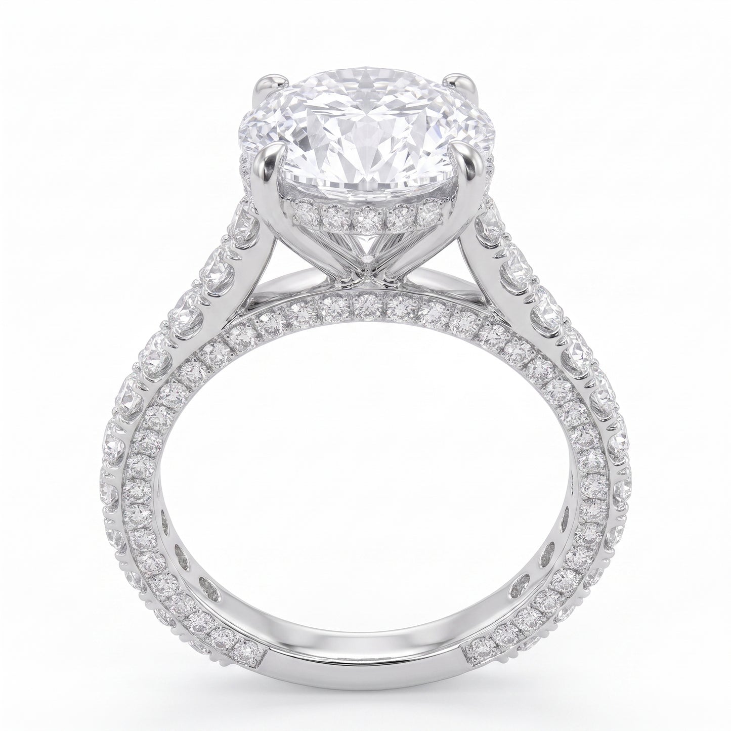 Double Pavé Hidden Halo Diamond Engagement Ring