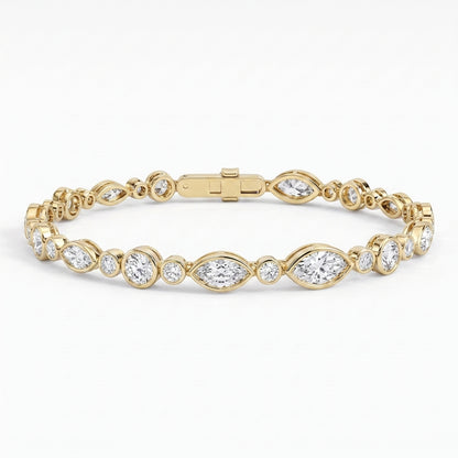 Marquise & Round Diamond Bezel-Set Tennis Bracelet