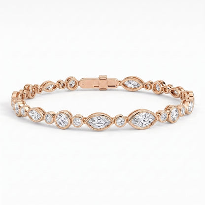 Marquise & Round Diamond Bezel-Set Tennis Bracelet