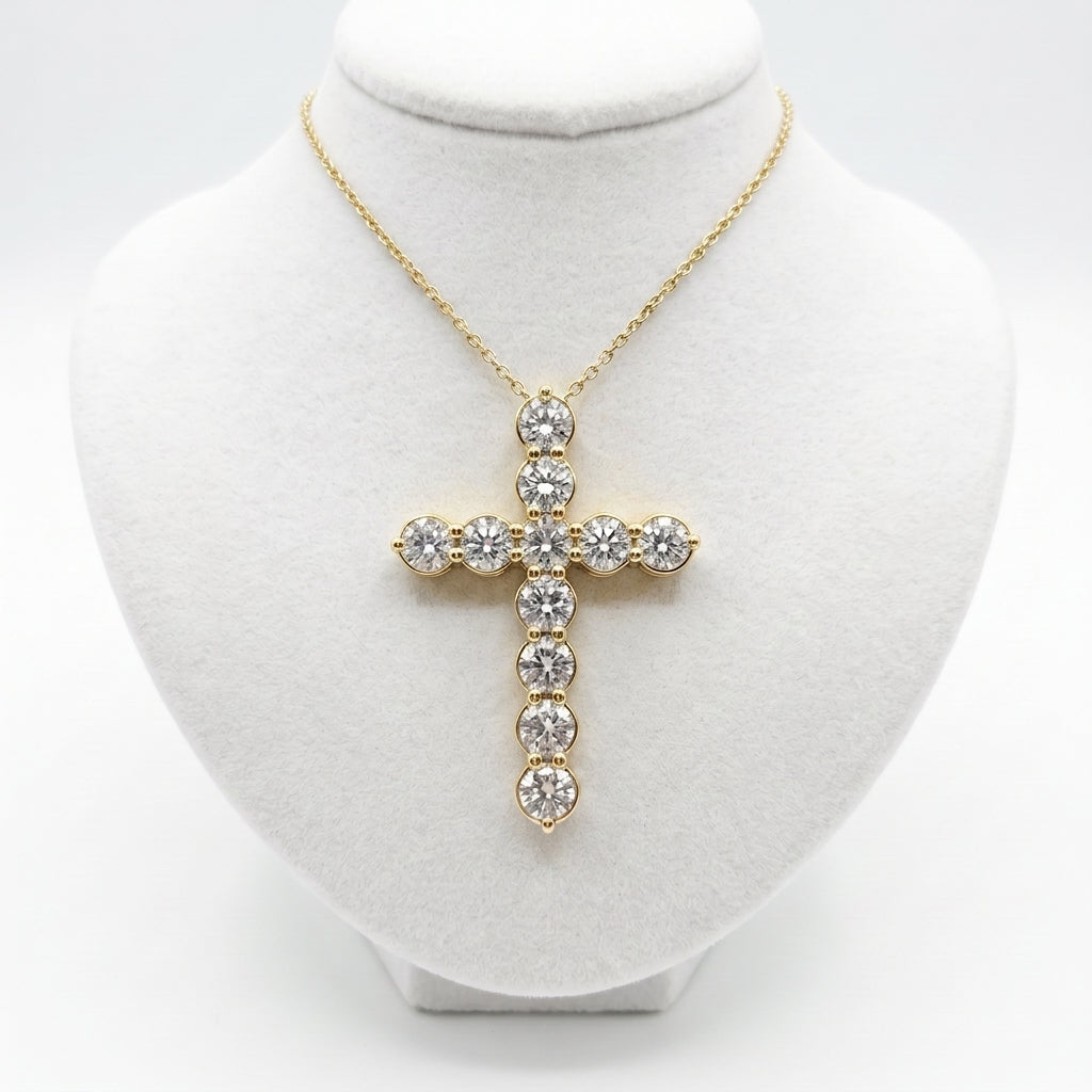 Cross Round Diamond Necklace