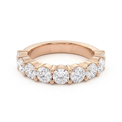 9 Stone Round Diamond Wedding Band