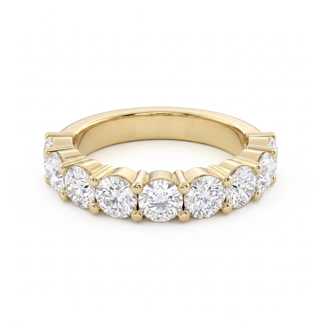 9 Stone Round Diamond Wedding Band