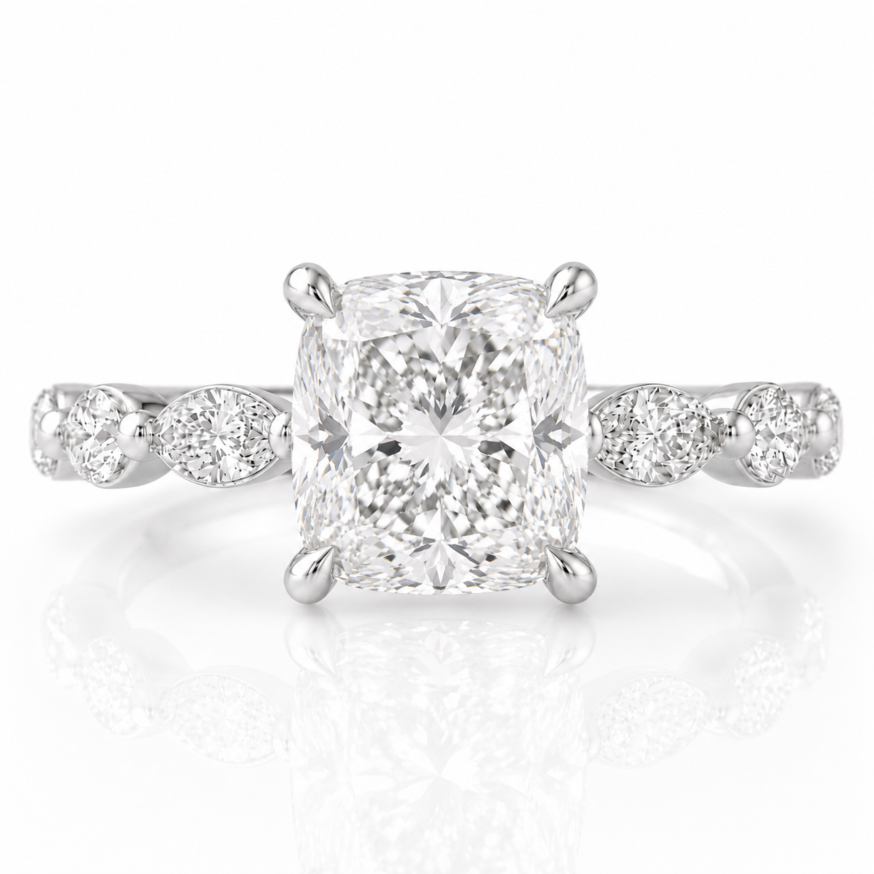 Marquise Diamond Accent Engagement Ring with Four-Prong Setting