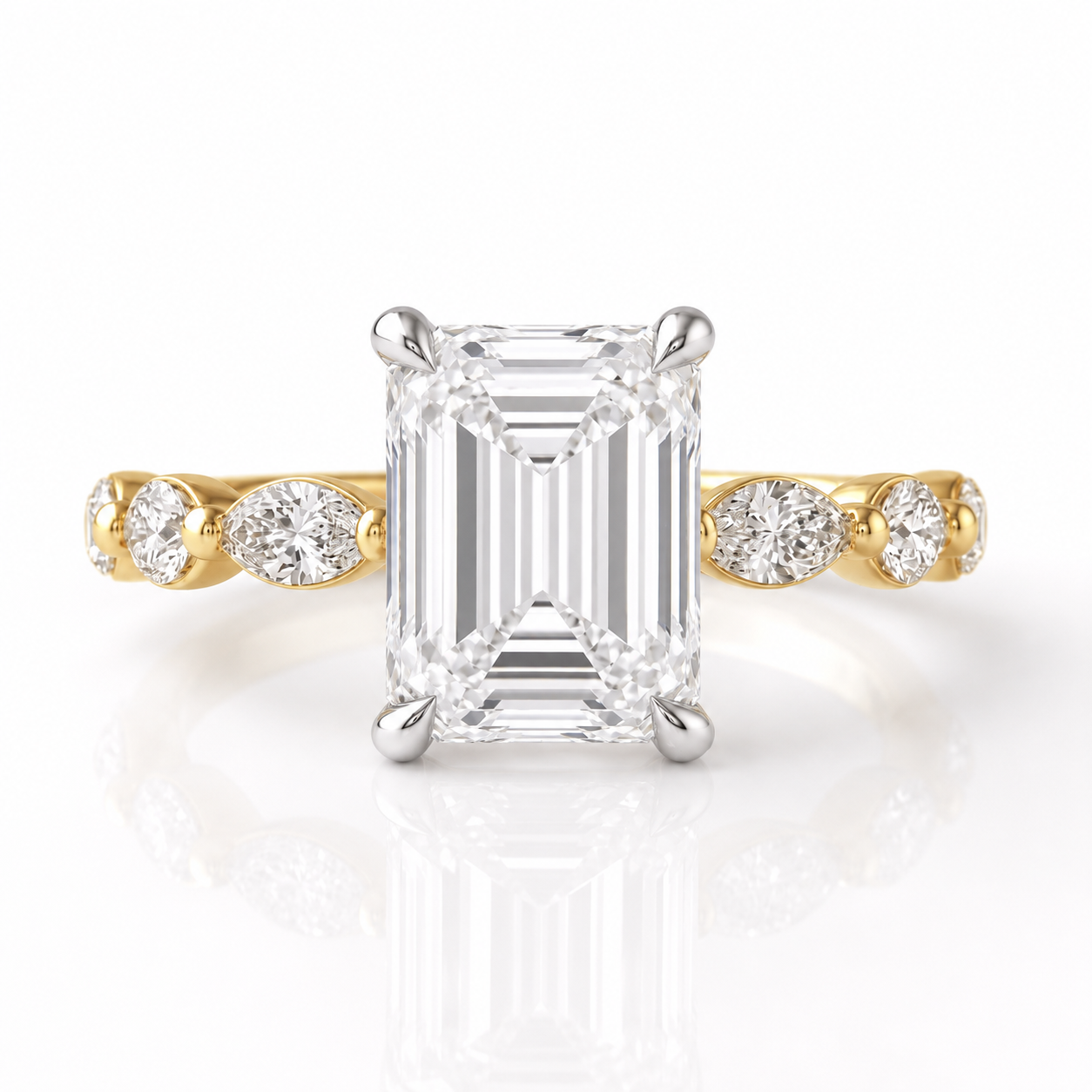 Marquise Diamond Accent Engagement Ring with Four-Prong Setting