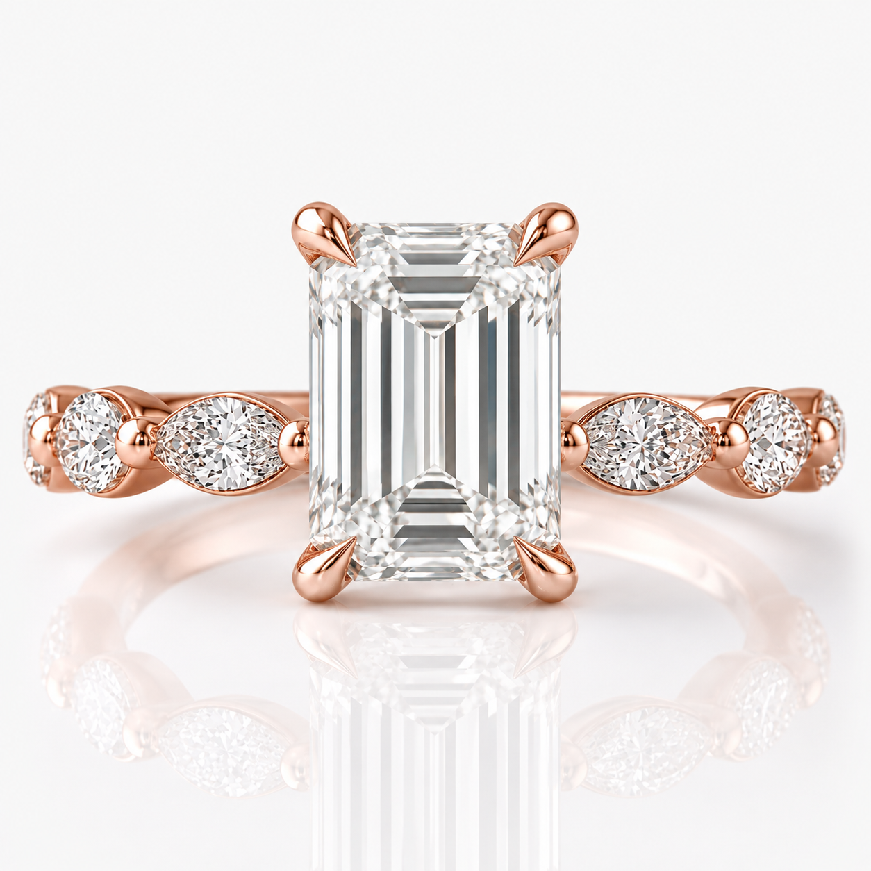 Marquise Diamond Accent Engagement Ring with Four-Prong Setting