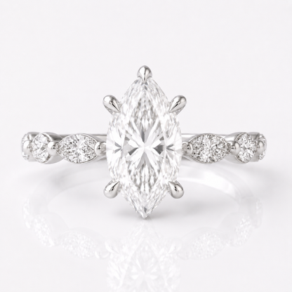 Marquise Diamond Accent Engagement Ring with Four-Prong Setting