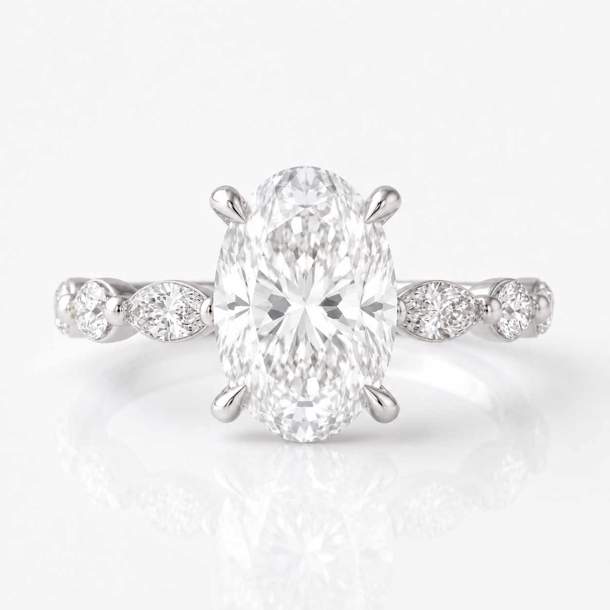 Marquise Diamond Accent Engagement Ring with Four-Prong Setting