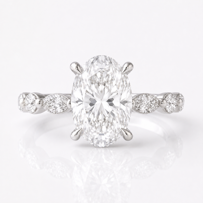 Marquise Diamond Accent Engagement Ring with Four-Prong Setting