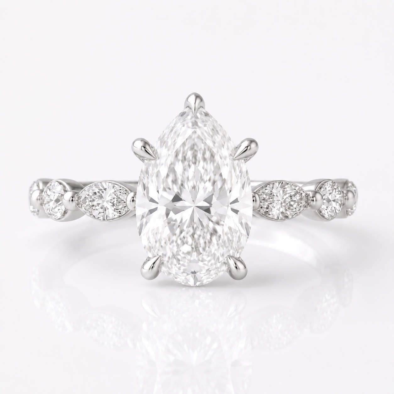 Marquise Diamond Accent Engagement Ring with Four-Prong Setting