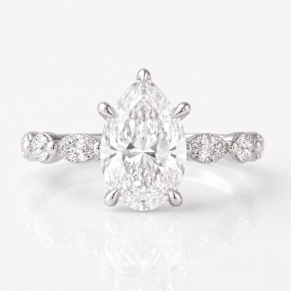 Marquise Diamond Accent Engagement Ring with Four-Prong Setting
