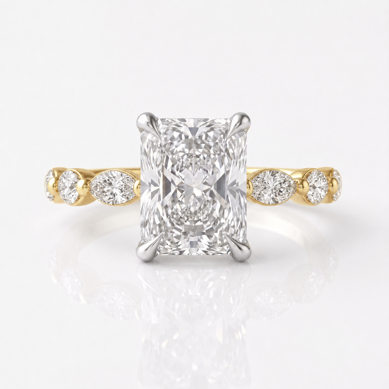 Marquise Diamond Accent Engagement Ring with Four-Prong Setting