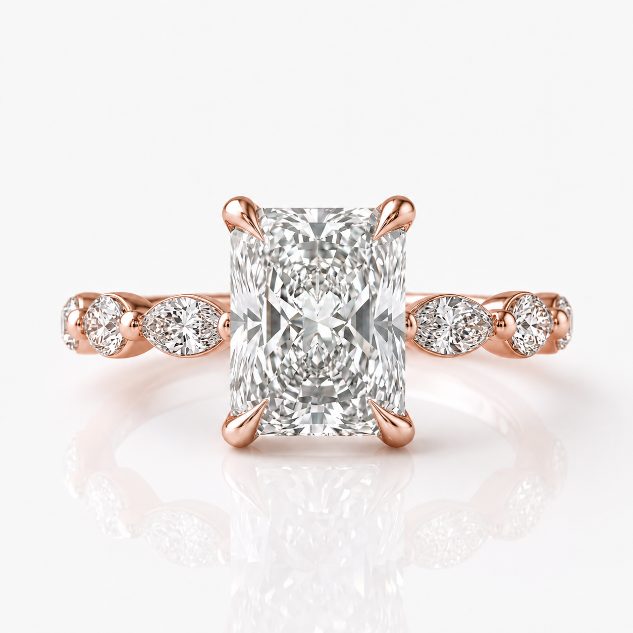 Marquise Diamond Accent Engagement Ring with Four-Prong Setting