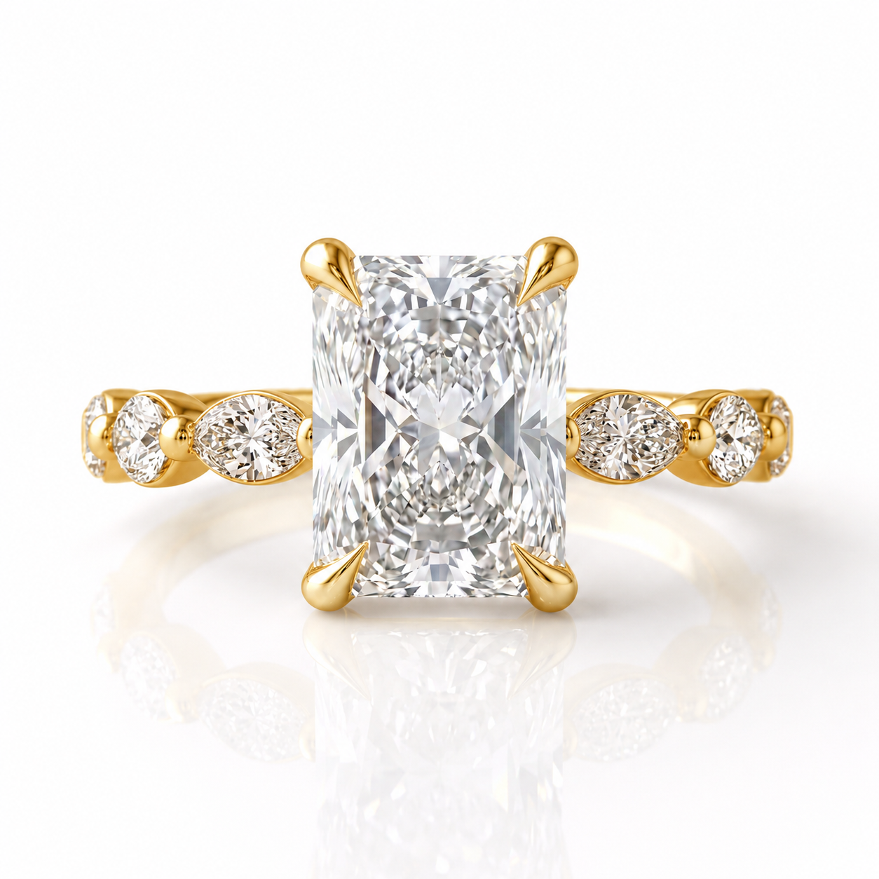 Marquise Diamond Accent Engagement Ring with Four-Prong Setting