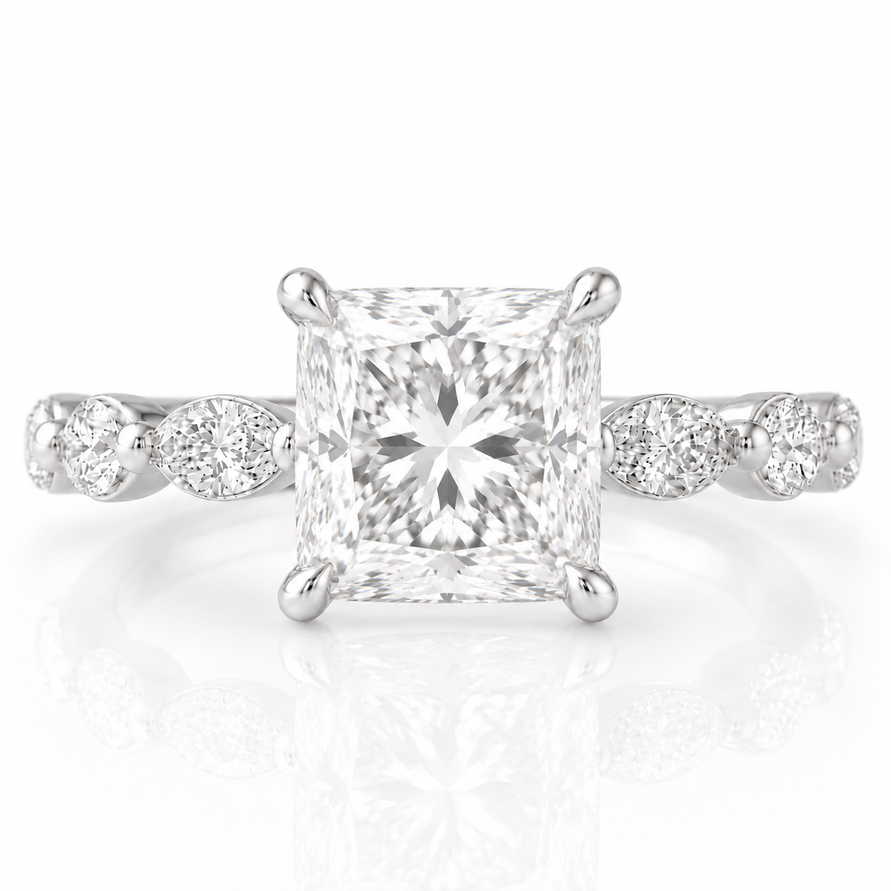 Marquise Diamond Accent Engagement Ring with Four-Prong Setting