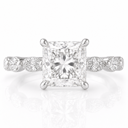 Marquise Diamond Accent Engagement Ring with Four-Prong Setting