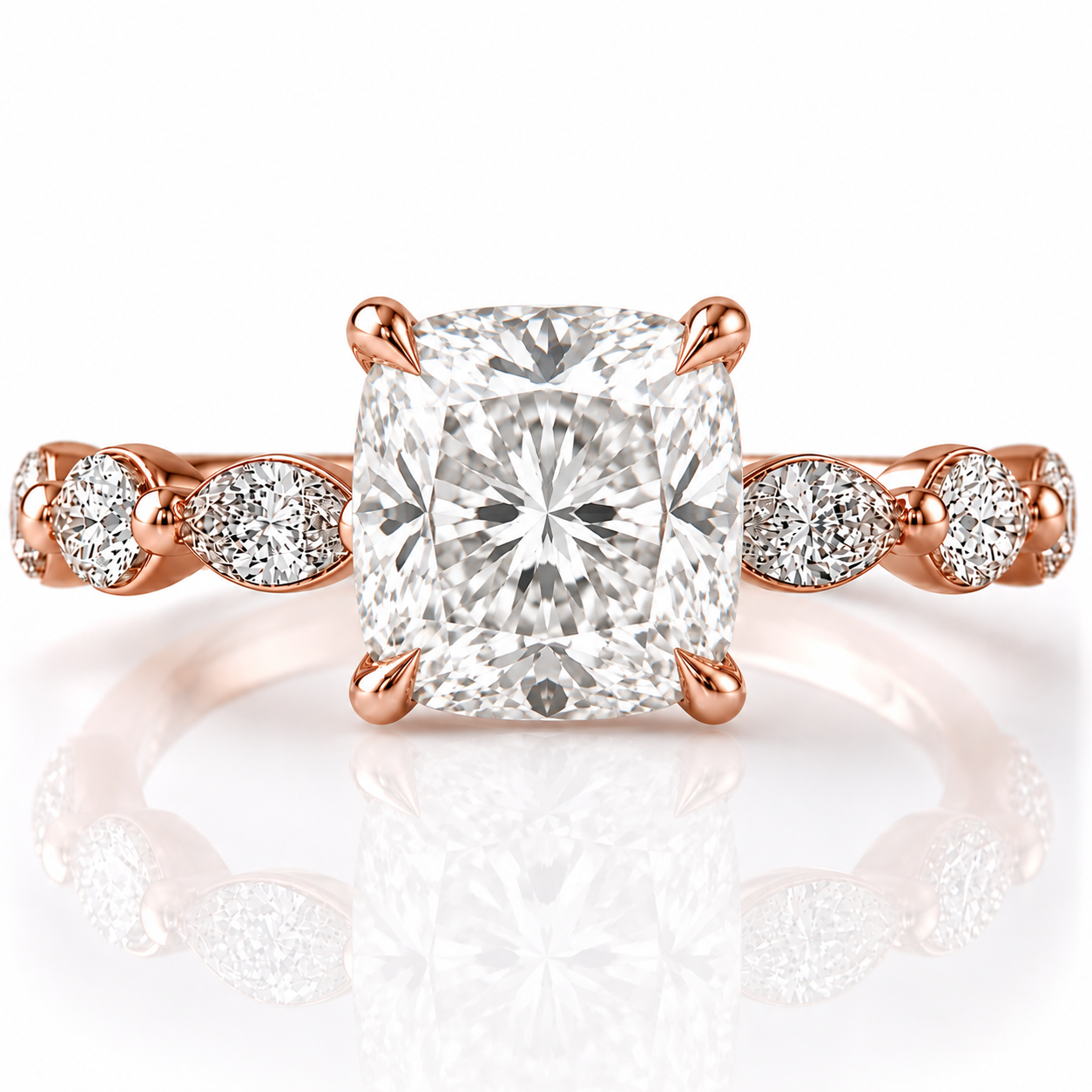 Marquise Diamond Accent Engagement Ring with Four-Prong Setting