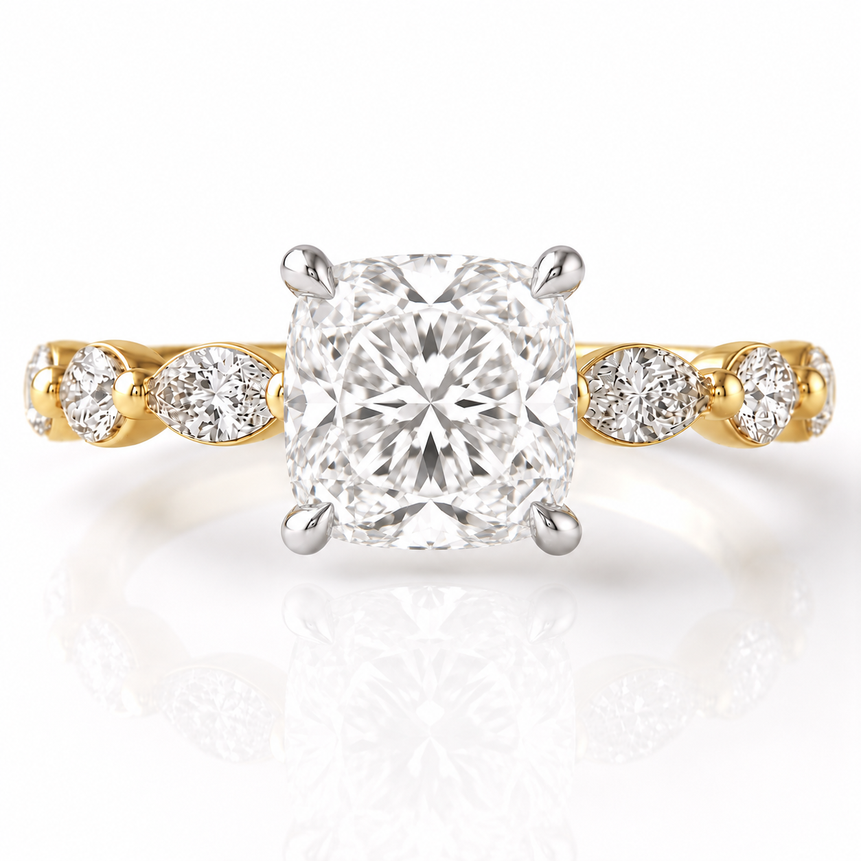 Marquise Diamond Accent Engagement Ring with Four-Prong Setting