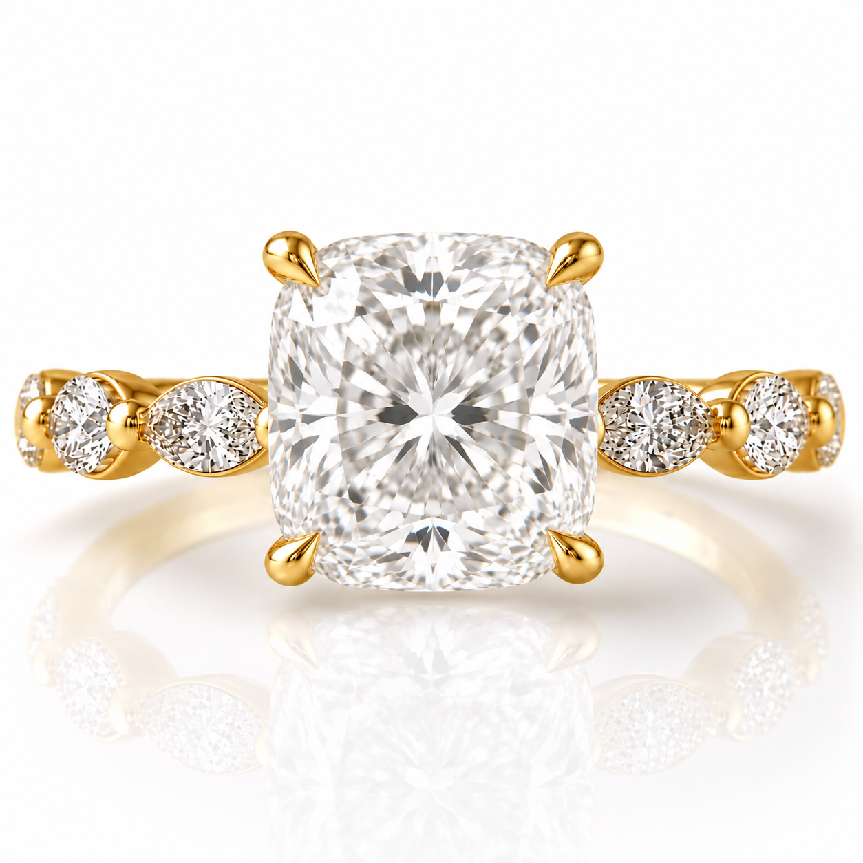 Marquise Diamond Accent Engagement Ring with Four-Prong Setting