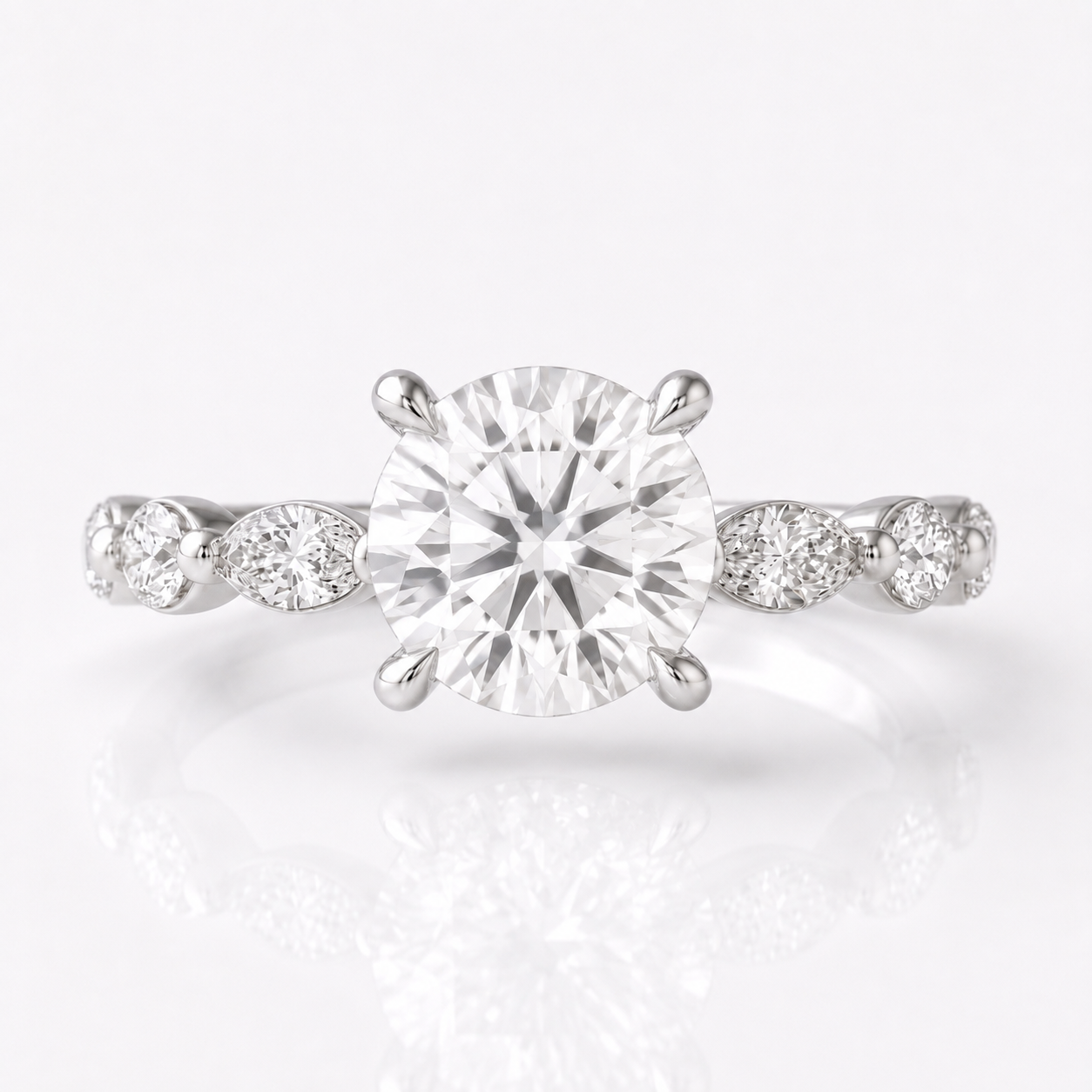 Marquise Diamond Accent Engagement Ring with Four-Prong Setting