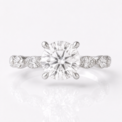 Marquise Diamond Accent Engagement Ring with Four-Prong Setting