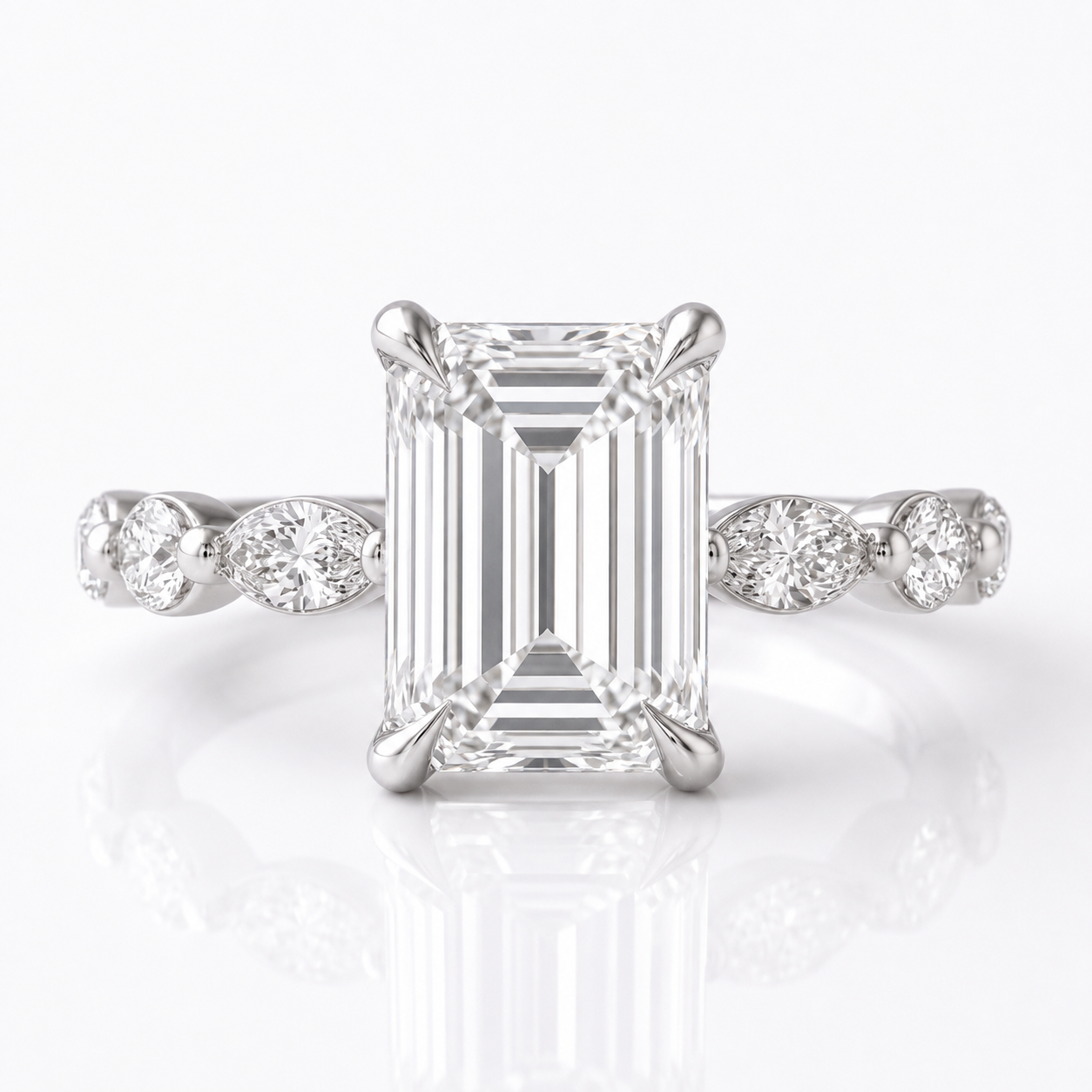 Marquise Diamond Accent Engagement Ring with Four-Prong Setting