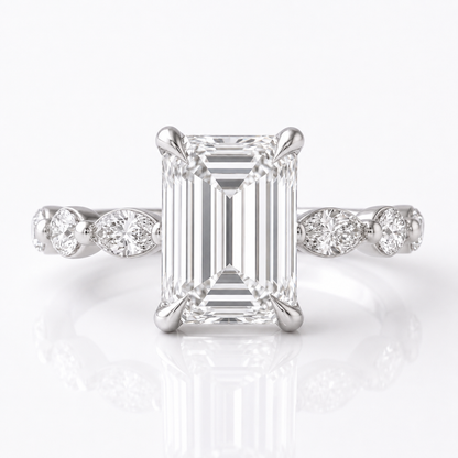 Marquise Diamond Accent Engagement Ring with Four-Prong Setting