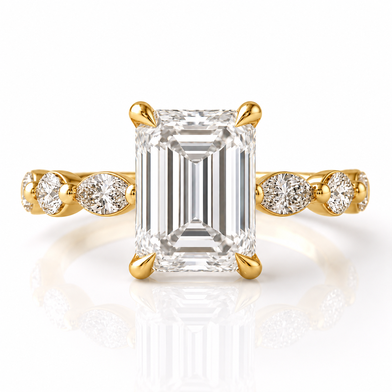 Marquise Diamond Accent Engagement Ring with Four-Prong Setting