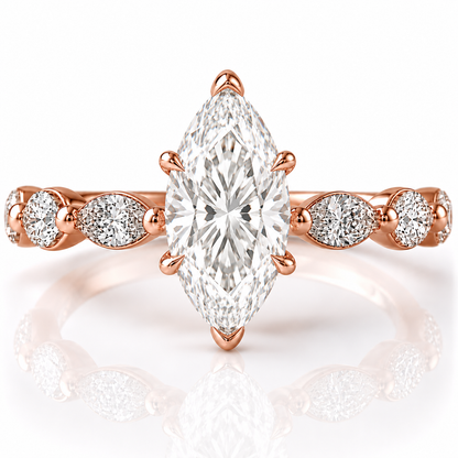 Marquise Diamond Accent Engagement Ring with Four-Prong Setting