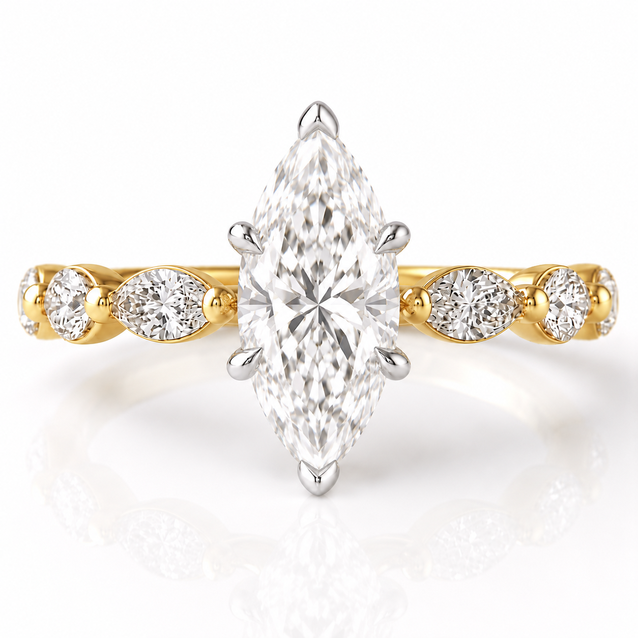 Marquise Diamond Accent Engagement Ring with Four-Prong Setting