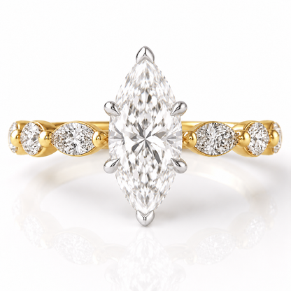 Marquise Diamond Accent Engagement Ring with Four-Prong Setting