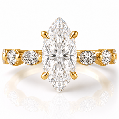 Marquise Diamond Accent Engagement Ring with Four-Prong Setting