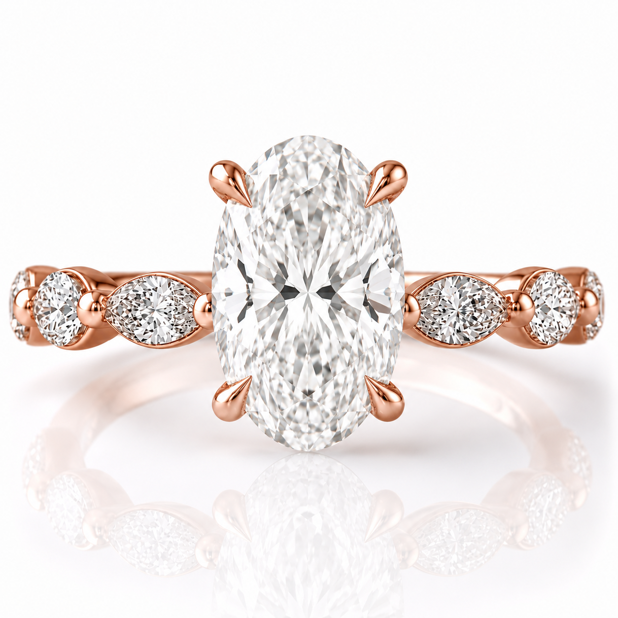 Marquise Diamond Accent Engagement Ring with Four-Prong Setting