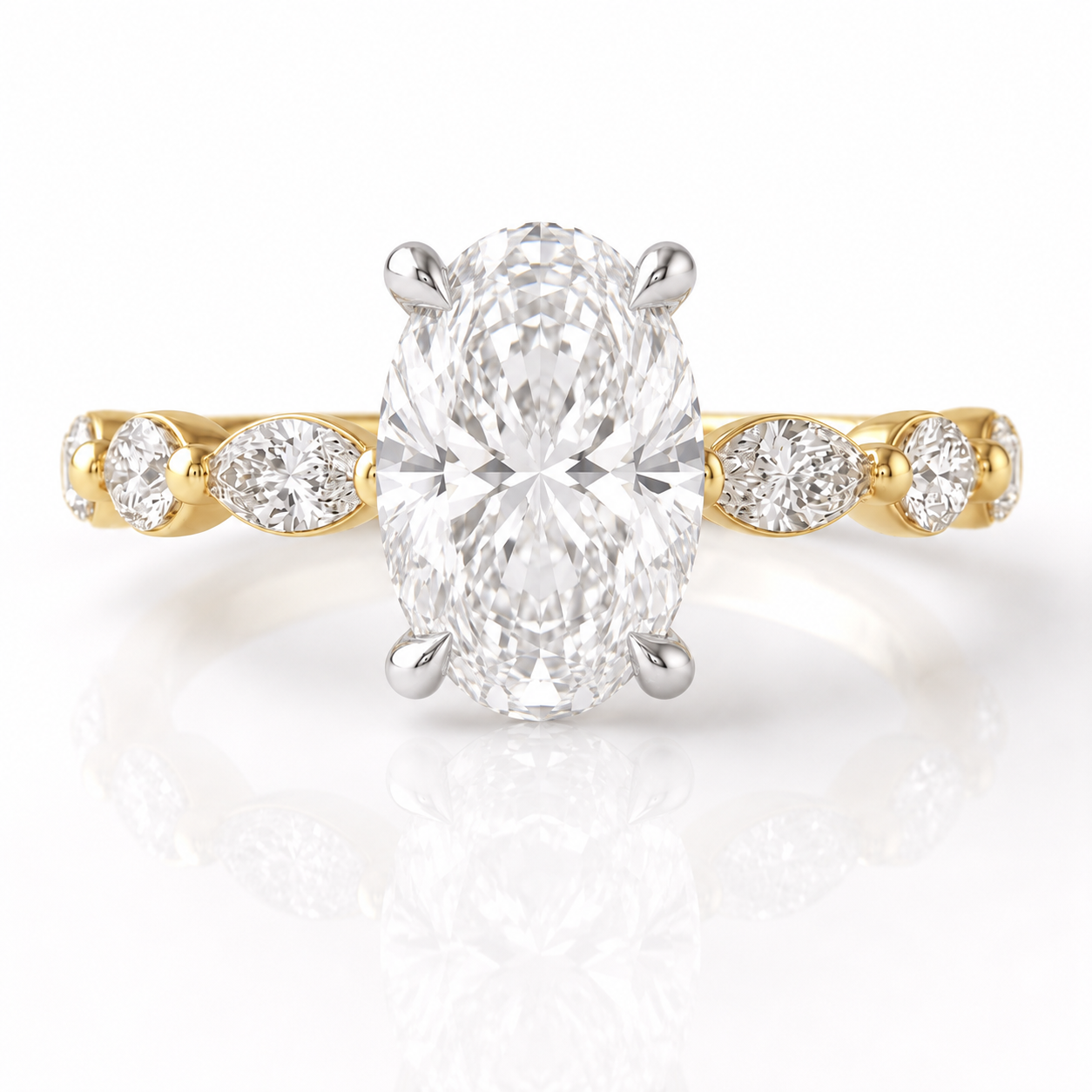Marquise Diamond Accent Engagement Ring with Four-Prong Setting