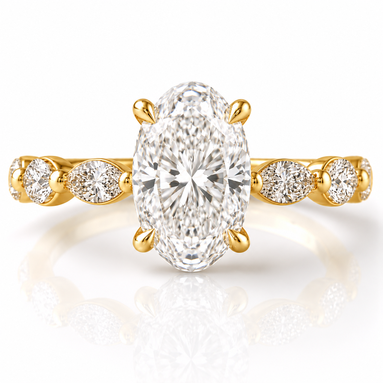 Marquise Diamond Accent Engagement Ring with Four-Prong Setting
