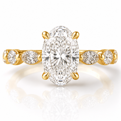Marquise Diamond Accent Engagement Ring with Four-Prong Setting