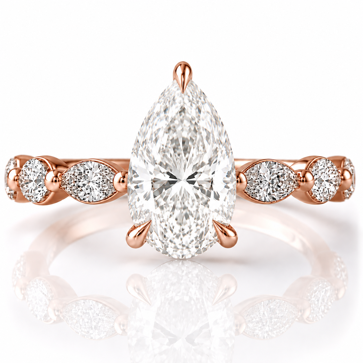 Marquise Diamond Accent Engagement Ring with Four-Prong Setting
