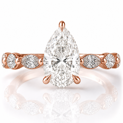 Marquise Diamond Accent Engagement Ring with Four-Prong Setting