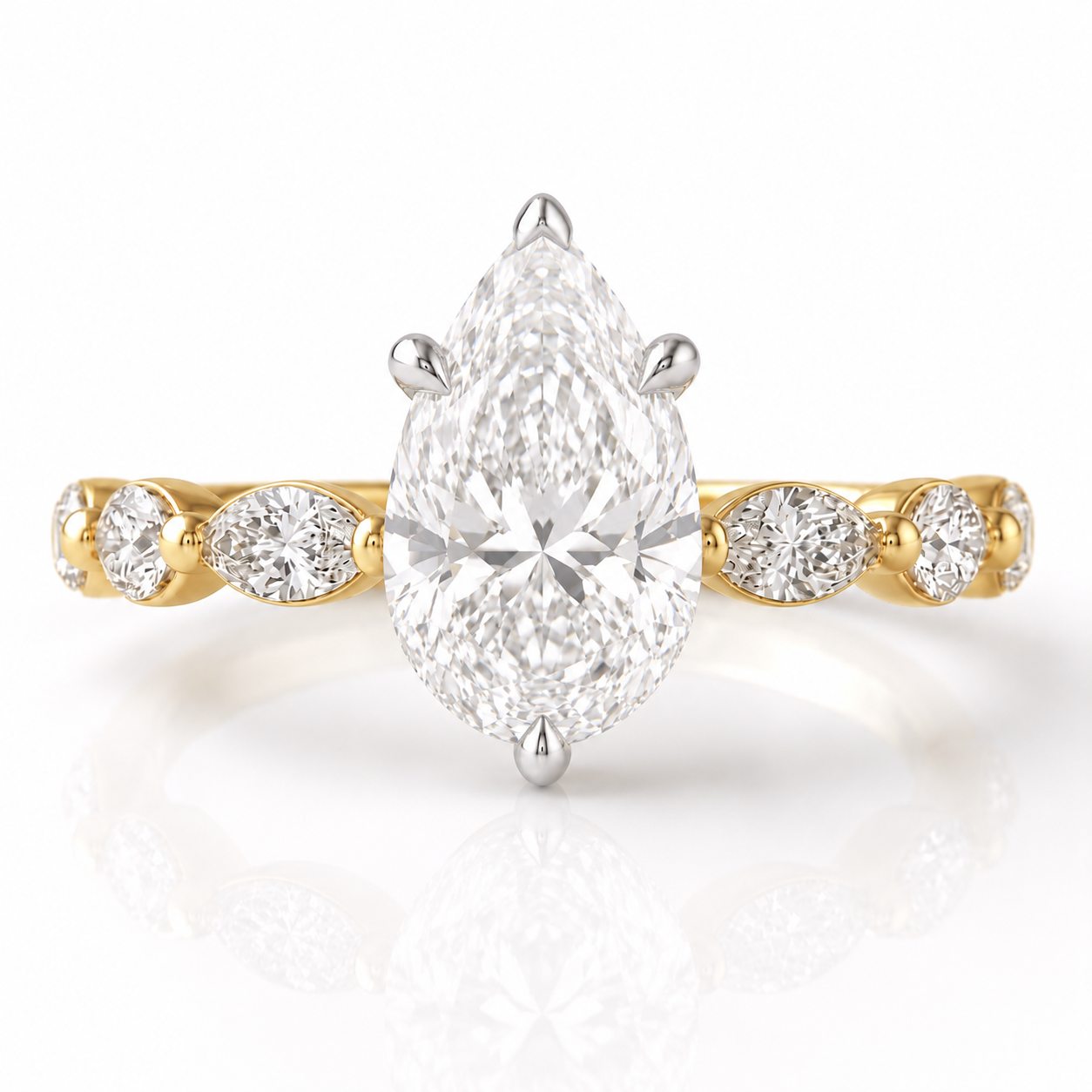 Marquise Diamond Accent Engagement Ring with Four-Prong Setting