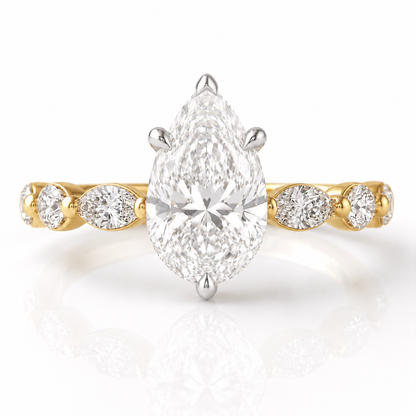 Marquise Diamond Accent Engagement Ring with Four-Prong Setting